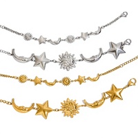 Bracelet en acier inoxydable pour femme, bijoux de luxe empilables lune et étoile, nouvelle collection, accessoires de mode inaltérables