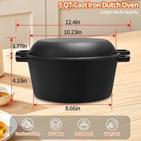 Cocotte en fonte de 5 litres pour la cuisson du pain, cocotte à levain avec couvercle, pot hollandais avec accessoires de cuisson du pain