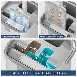 Mashhome 핸즈프리 극세사 바닥 청소 걸레 헤드 교체 습식 건식 플랫 스퀴즈 걸레 및 버킷 링거 세트 - Product Image 3