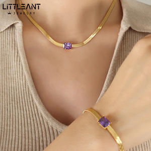 Chaîne de lame de <span class=keywords><strong>scie</strong></span> à pierres précieuses naturelles Collier en pierre de zircon multicolore Bracelet en os fin Ensemble de bijoux - Product Image 1