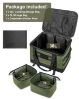 Sac de rangement tactique pour le camping, 38L, imperméable, portable, en polyester, sac fourre-tout utilitaire (lot de 3), boîte de cuisine, 2 cubes de rangement intérieurs