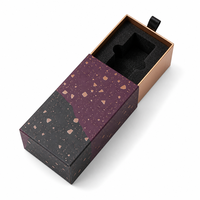 Boîte à parfum personnalisée en terrazzo or rose prune avec tiroir rotatif et insert noir pour marques de détail et vente en gros
