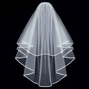 Voile de mariée double couche en tulle uni, motif simple, avec ruban, style ROMANTIQUE, 60-80cm, USA Mairun, Meilleure Vente - Product Image 6