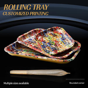 Accessoires pour fumeurs personnalisés Plateau à roulettes Plateau à herbes en métal 18*14cm Plateau à roulettes en fer de couleur unie - Product Image 3