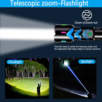 Lampe torche LED super lumineuse à large faisceau longue portée étanche type-c lampe de poche rechargeable en alliage d'aluminium charge USB
