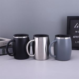 Custom logo 14oz Cold Drinks <b>Coffee</b> Cups With Spill Resistant Lid Strong Handle Stainless Steel Insulated Travel <b>Coffee</b> Mugs - Product Image 6