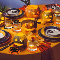 Sous-verres en feutre pour Halloween, motifs citrouille et toile d'araignée, pour bars et cuisines, en feutre, jaune et noir
