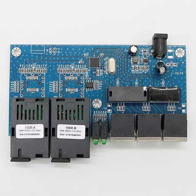 12V/24V 2F3E Passive POE Gigabit Media Converter PCB 10/100/1000M 2 RJ45 3 SC Fiber Ethernet POE Switch