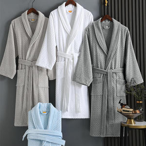 Albornoz de Baño Jacquard con Logotipo Personalizado al por Mayor, Albornoces de Baño de Secado Rápido de Tela de Rizo para Hombre, Albornoz de Algodón - Product Image 2