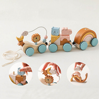 Jouet de train à tirer en bois Montessori, blocs d'animaux à empiler, puzzle arc-en-ciel, voiture à tirer, jouet éducatif pour les enfants de 4 à 6 ans