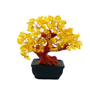 Ornements en cristal de citrine naturelle en forme d'arbre, décoration créative pour la maison et le bureau, apportant richesse et trésor, fabriqués à la main par Life Tree - Product Image 1