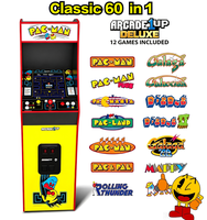 Kabinet Game Hiburan Metalik Pac-man Arcade Klasik Original 60 Game dalam 1 untuk Satu Pemain, Layar 19 inci, Dioperasikan dengan Koin untuk Rumah