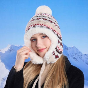 Chapeaux en tricot doublés de polaire sherpa avec pompon pour femmes, style <span class=keywords><strong>péruvien</strong></span>, pour le ski et la neige - Product Image 5