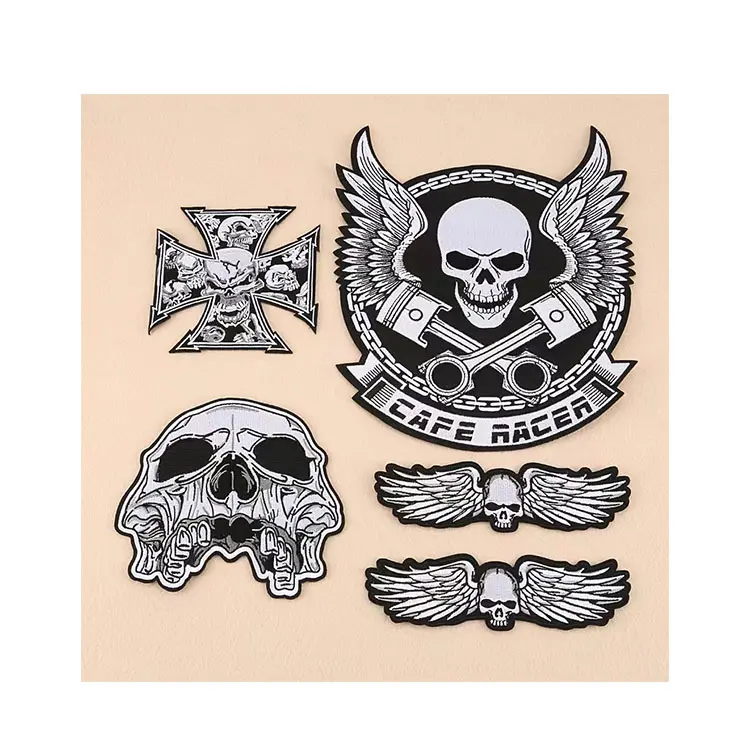 Patch de broderie gothique de crâne personnalisé de styliste, vente en gros, offre spéciale