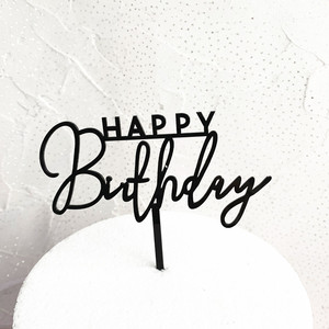 Décoration de gâteau en acrylique « Joyeux Anniversaire » avec motif cœur et vigne, couleurs vert, blanc, noir, or rose – Pour un anniversaire sucré et festif - Product Image 2