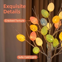 Décorations de Pâques, lampe d'arbre LED en forme d'œuf de Pâques éclairé, fonctionne à piles, lumière blanche chaude, décoration de table, décorations pour la maison