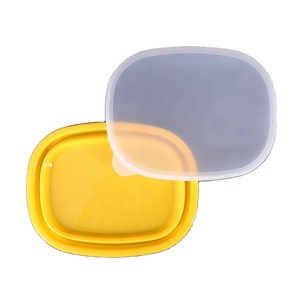 Free Sample 800ml 27oz Yellow Square Size BPA Free polyester <b>Collapsible</b> Camping Outdoor Kitchen <b>Bowl</b> With Lid - Product Image 2