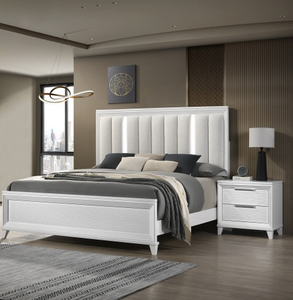 Modern Luxury Bedroom Furniture Minimalist Wood <b>Frame</b> King <b>Queen</b> <b>Size</b> <b>Beds</b> with 2 Pcs Fabric Nightstands for Home Living Room - Product Image 1
