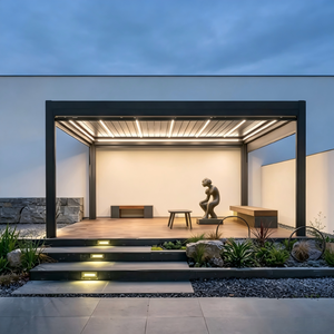 Pergola bioclimatique moderne en aluminium pour extérieur, imperméable, avec <span class=keywords><strong>rideau</strong></span> roulant automatique, pour patio, jardin, ou gazebo. - Product Image 2