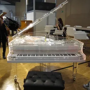 Luxury Hotel Furniture Modern House Clear Transparent Acrylic Stage Concert Baby Grand Piano with the Colorful LED Lights