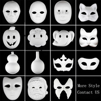 Masques faciaux complets en papier pour Halloween, masque blanc vierge, masque en papier Animal fait à la main pour Mardi Gras, fête Cosplay