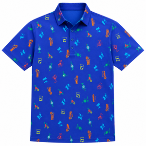 Custom <b>Novelty</b> Golf Polo <b>Shirt</b> Mens Cocktail Golf Print Performance Moisture Wicking Stretch OEM ODM Private Label - Product Image 5