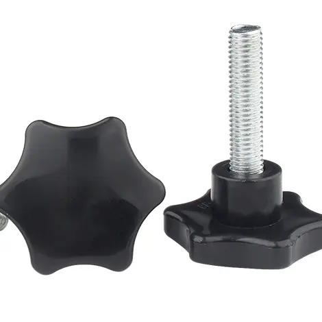 Tornillo de pulgar en forma de estrella, cabeza de nailon de plástico personalizada, perilla negra, suministro directo de fábrica, tornillos de plástico y tuercas, DIN hexagonal