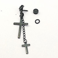 Boucles d'oreilles pendantes tendance en forme de main squelette avec pompon, en acier inoxydable bicolore, délicates et polyvalentes pour usage quotidien