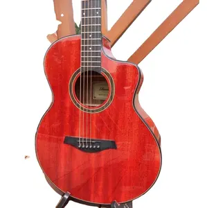 Weifang Rebon 6 String 40 Inch Good sound Acoustic Guitar with Armrest in Red Colour