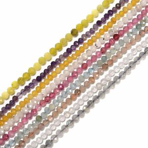 Cuentas de piedra Natural redondas facetadas de piedras preciosas mixtas de China 2 3 4 5Mm para collar de Cuentas pequeñas de curación larga - Product Image 2