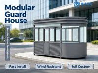Cabine de sécurité en acier inoxydable certifiée ISO9001, imperméable, structure moderne en acier, pour l'entrée d'un immeuble de bureaux