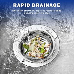 Stainless Steel Sink Strainer Basket with Handle Anti <b>Clogging</b> Food Catcher Hair Trap for <b>Kitchen</b> Bathroom - Product Image 4