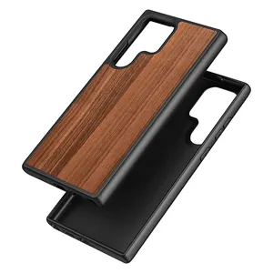 Suitable For Samsung S23 Ultra Groove Sleeve Beer Skin Material Shell PC+TPU 2 In 1 Wood Glass Mobile Phone Shell In Stock