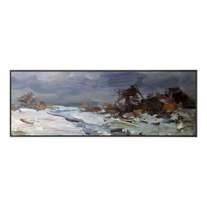 Illustration <span class=keywords><strong>d</strong></span>'hôtel personnalisée peinture à l'huile <span class=keywords><strong>paysage</strong></span> <span class=keywords><strong>d</strong></span>'<span class=keywords><strong>hiver</strong></span> dramatique sans cadre avec des coups de pinceau expressifs épais Base en toile faite à la main - Product Image 6