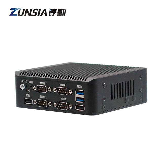 Zunsia J4125 J4105 J6412 Mini PC Router Thin Client PC Fanless Dual Lan 6*Com DDR4 X86 Industrial Aluminum Computer Case