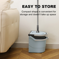 Ensemble serpillière plate rotative en microfibre absorbante à 360 degrés et seau, avec manche télescopique en acier inoxydable et déshydratation automatique