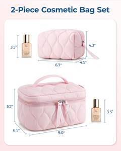 Sac de maquillage en nylon pliable à motif de grande pierre, avec fermeture éclair, imperméable, de luxe, portable pour femmes, vente en gros - Product Image 2