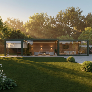 Pérgola Bioclimática Motorizada en Forma de L, Personalizada, con Unión de Esquinas sin Costuras, Gazebo de Aluminio para Inmuebles de Lujo - Product Image 1