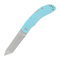 Couteau pliant Bochen Tanto bleu avec lame, couteau de poche EDC pour jeune, manche en plastique granulé, placage titane, couteau d'extérieur avec clous