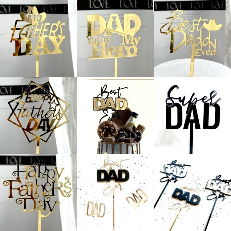 Gold Glitter Happy Father’s Day Cake Topper – Best Dad Ever Birthday Party Decor - View #5