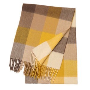 Fábrica al por mayor 100% lana de cordero tartán escocés Tweed cuadros Merino lana bufandas estolas bufanda de lana naranja - Product Image 4