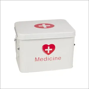 Kit médical de premiers soins, boîte à médicaments, en acier inoxydable carrée, boîte de rangement de médicaments