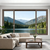Ventanas Corredizas Modernas de Lujo de Aluminio con Doble Vidrio Templado, Impermeables para Interiores y Exteriores