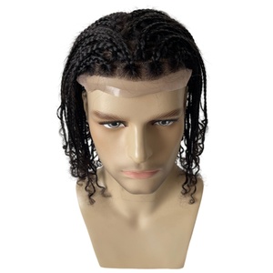 Sistemas de Cabello Humano Virgen Indio de 12 Pulgadas 1B #   Toupee de <span class=keywords><strong>Trenzas</strong></span> Box Braids 8x10 de Encaje Completo <span class=keywords><strong>para</strong></span> Hombres Negros - Product Image 5