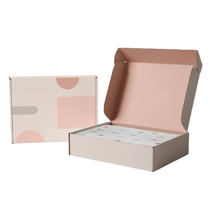 Mini caja de cartón corrugado para joyería, rosa, ecológico, envío por correo