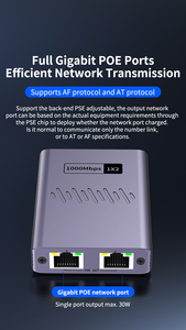 ตัวขยายสวิตช์กิกะบิตแบบ POE ความยาว120เมตรตัวขยายแบบ1ถึง2 PoE 15.4W 30W PoE สำหรับกล้อง IP - Product Image 3