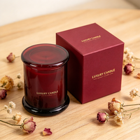 Stoples Lilin dengan Tutup dan Kemasan Kotak 10oz 12oz Stoples Lilin Kaca Amber Kosong Mewah