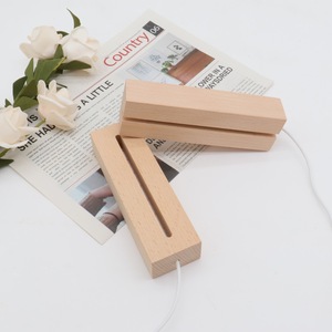 Luz LED Luz de madera salada Base de madera nocturna Base luminosa de madera rectangular Adornos Base acrílica Ranura convencional - Product Image 3
