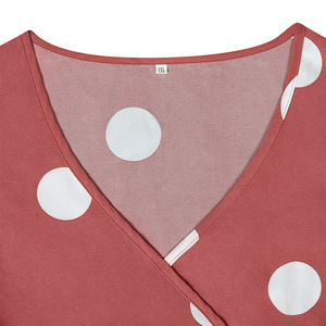 Maxi <span class=keywords><strong>abito</strong></span> Flowy estivo all'ingrosso per taglie forti da donna con scollo a V in vita stampa a <span class=keywords><strong>pois</strong></span> stile impero gonna lunga Casual in Chiffon - Product Image 6