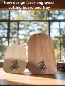 <span class=keywords><strong>Planche</strong></span> à découper en bois gravée au laser, plateau de service à fromage avec poignée, écologique et antibactérien, idéal pour les fêtes - Vente en gros - Product Image 3